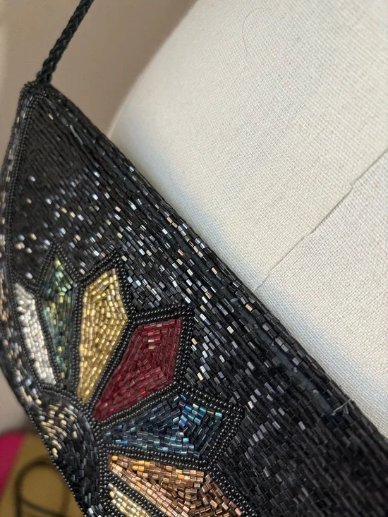 Vintage Crossbody Shoulder Purse Bag Lot Beaded Leather Tapestry Casino Evening - Picture 5 of 16